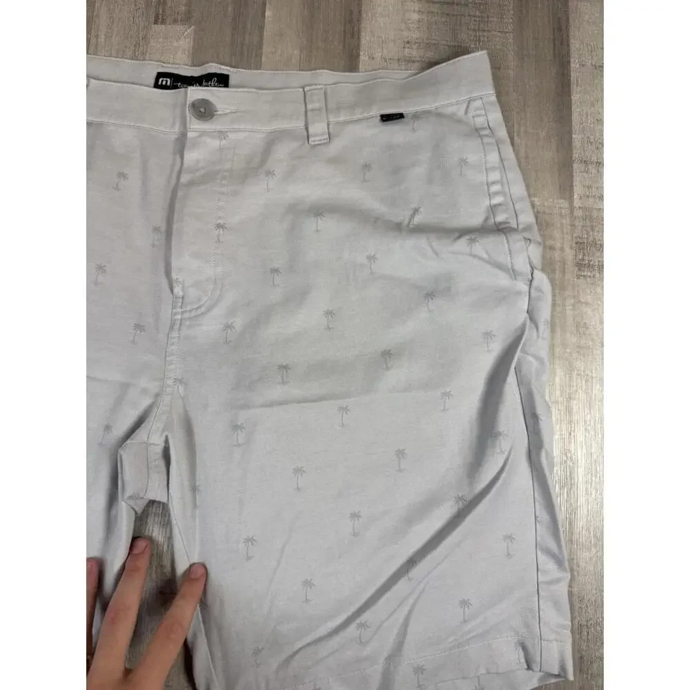 Travis Mathew Resort to This Golf Shorts Grey Palm Tree Print Mens Size 40 Soft‎